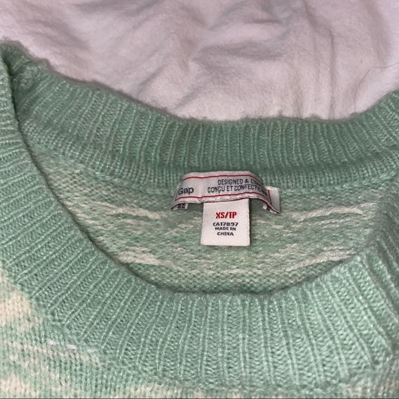 Gap Mint/Pastel Green Floral Knit Sweater - Picture 2 of 3